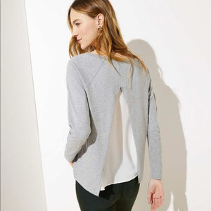 LOFT Split Back Mixed Media Sweatshirt